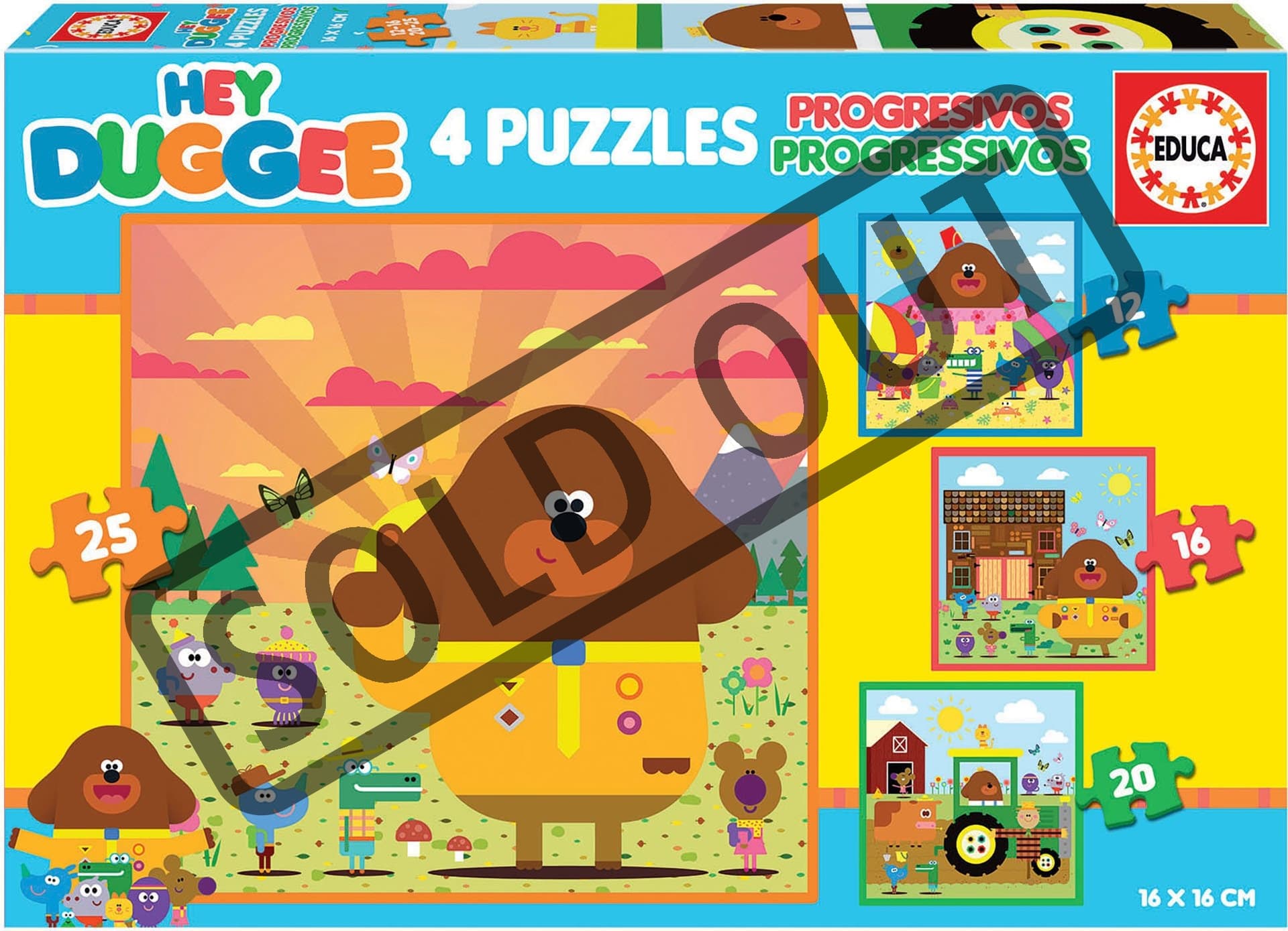 EDUCA Puzzle Hey Duggee 4v1 (12,16,20,25 dílků)