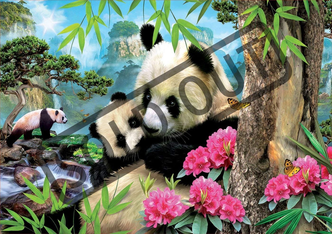 EDUCA Puzzle Panda s mládětem 1000 dílků