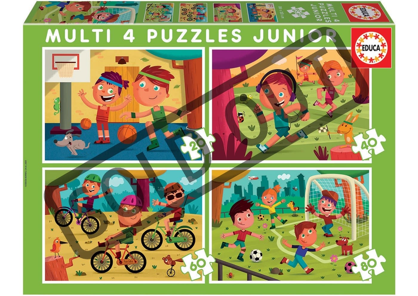 EDUCA Puzzle Sporty 4v1 (20,40,60,80 dílků)