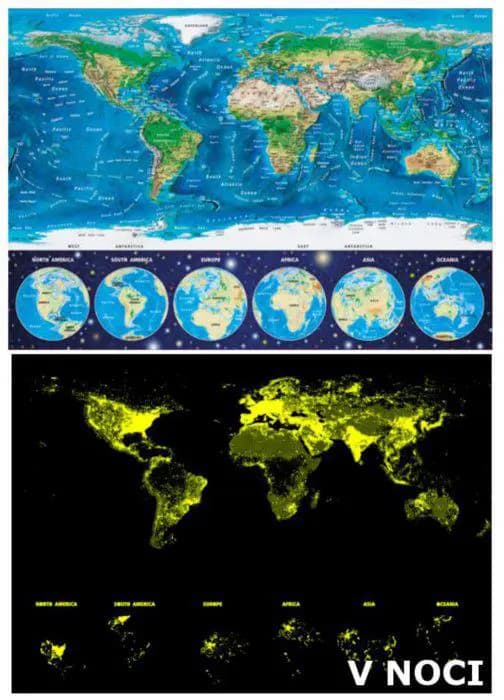 Educa - Puzzle World Map - neon - 1000 dielov