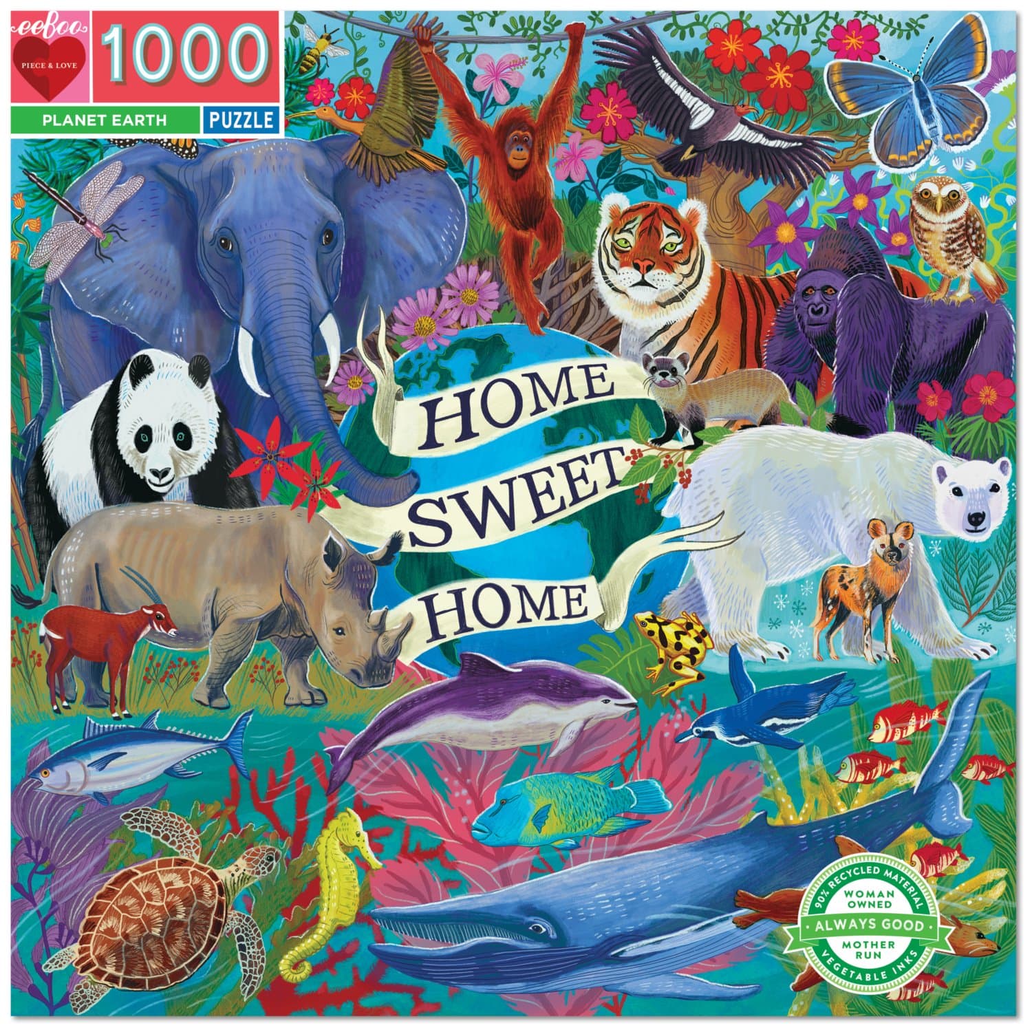 EEBOO Čtvercové puzzle Planeta Země 1000 dílků