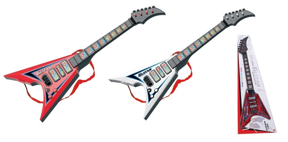 Elektrická gitara s efektmi 56cm - biela