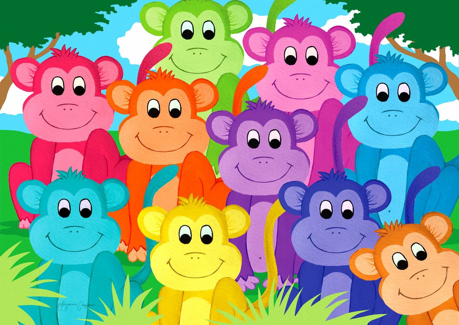 ENJOY Puzzle Duhové opičky 1000 dílků