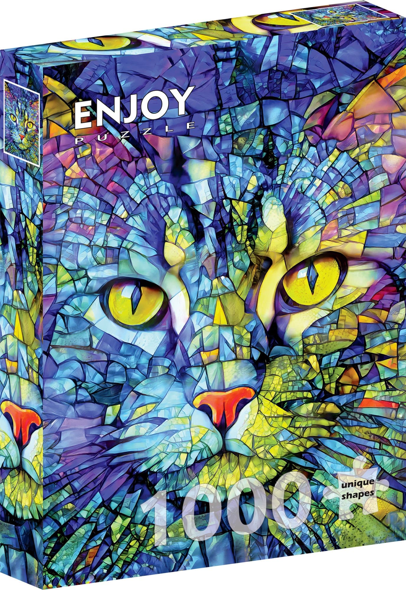 ENJOY Puzzle Fiona, kočka z vitráže 1000 dílků