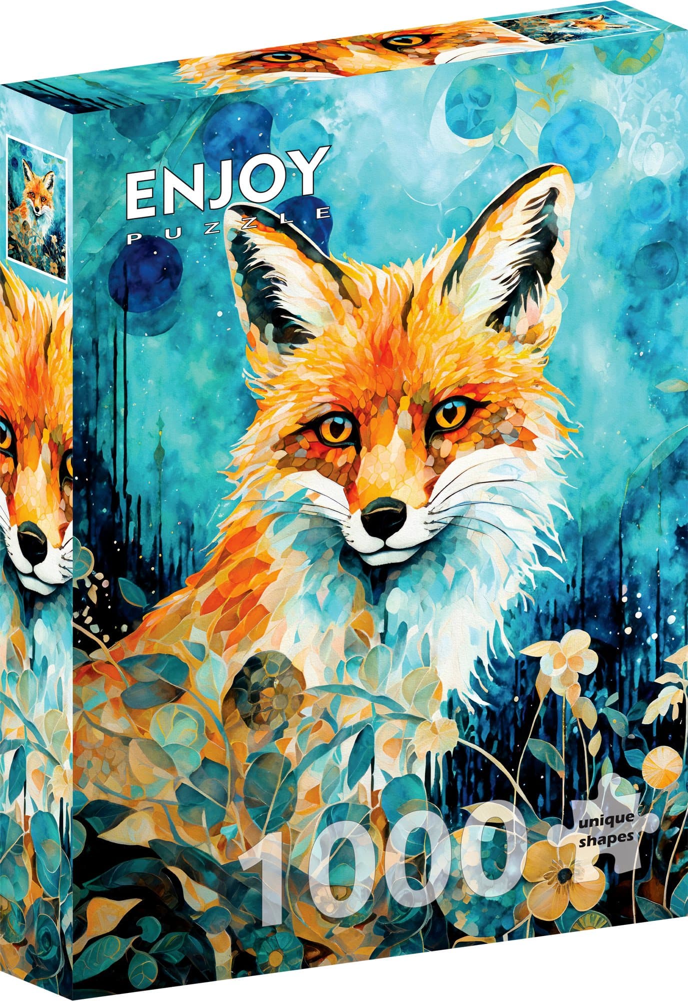 ENJOY Puzzle Liška na modrém pozadí 1000 dílků