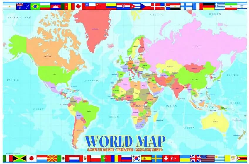 Eurographics - Puzzle World map - 100 dielov