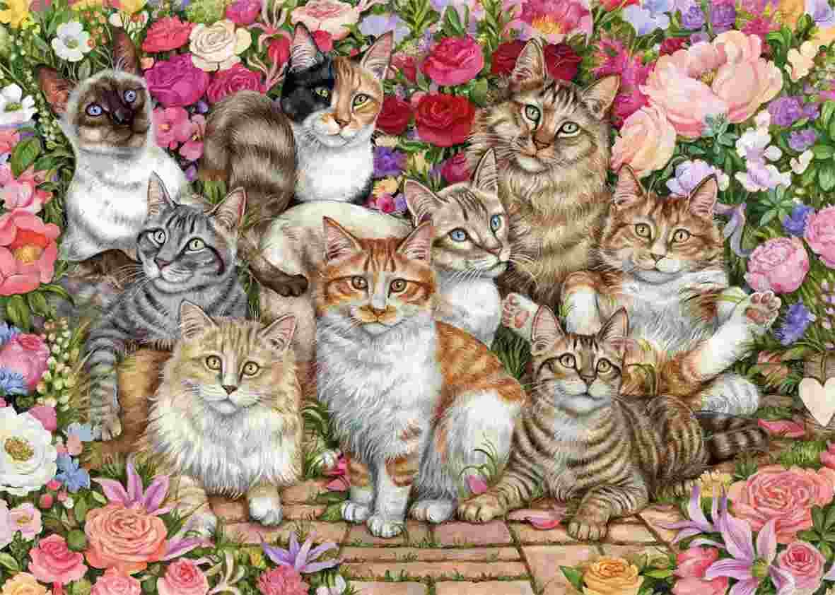 Falcon - Puzzle Floral Cats - 1000 dielov