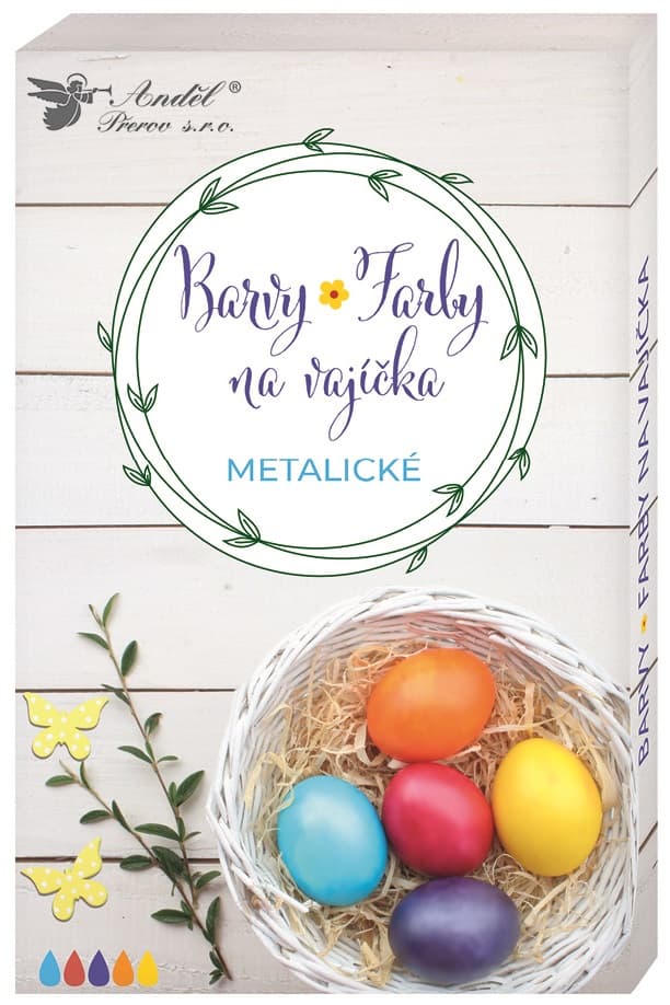 Farby na vajíčka metalické, 5ks v balení