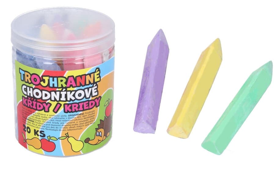 Farebné chodníkové kriedy trojhranné 20ks