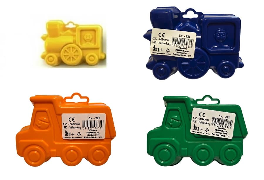 Formička do piesku vláčik/auto 13cm - žltá - vlak