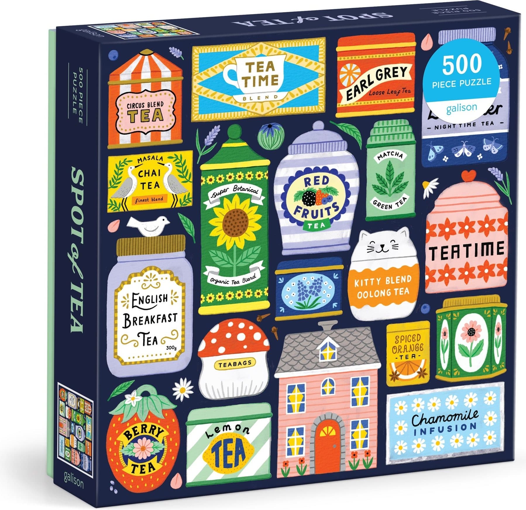 GALISON Čtvercové puzzle Sbírka čajů 500 dílků