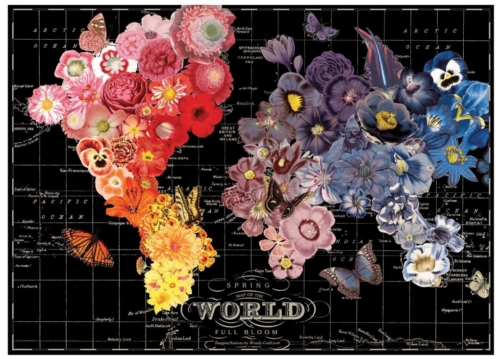 GALISON Puzzle Rozkvetlá mapa světa 1000 dílků