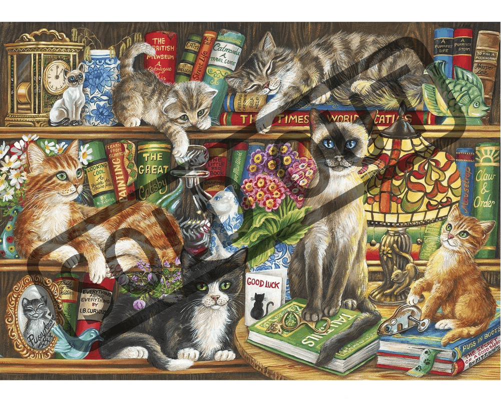 GIBSONS Puzzle Kočky v knihách 1000 dílků