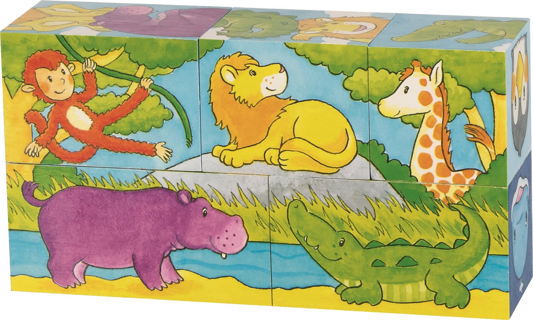 GOKI Dřevěné kostky Safari a Arktida, 5 kostek
