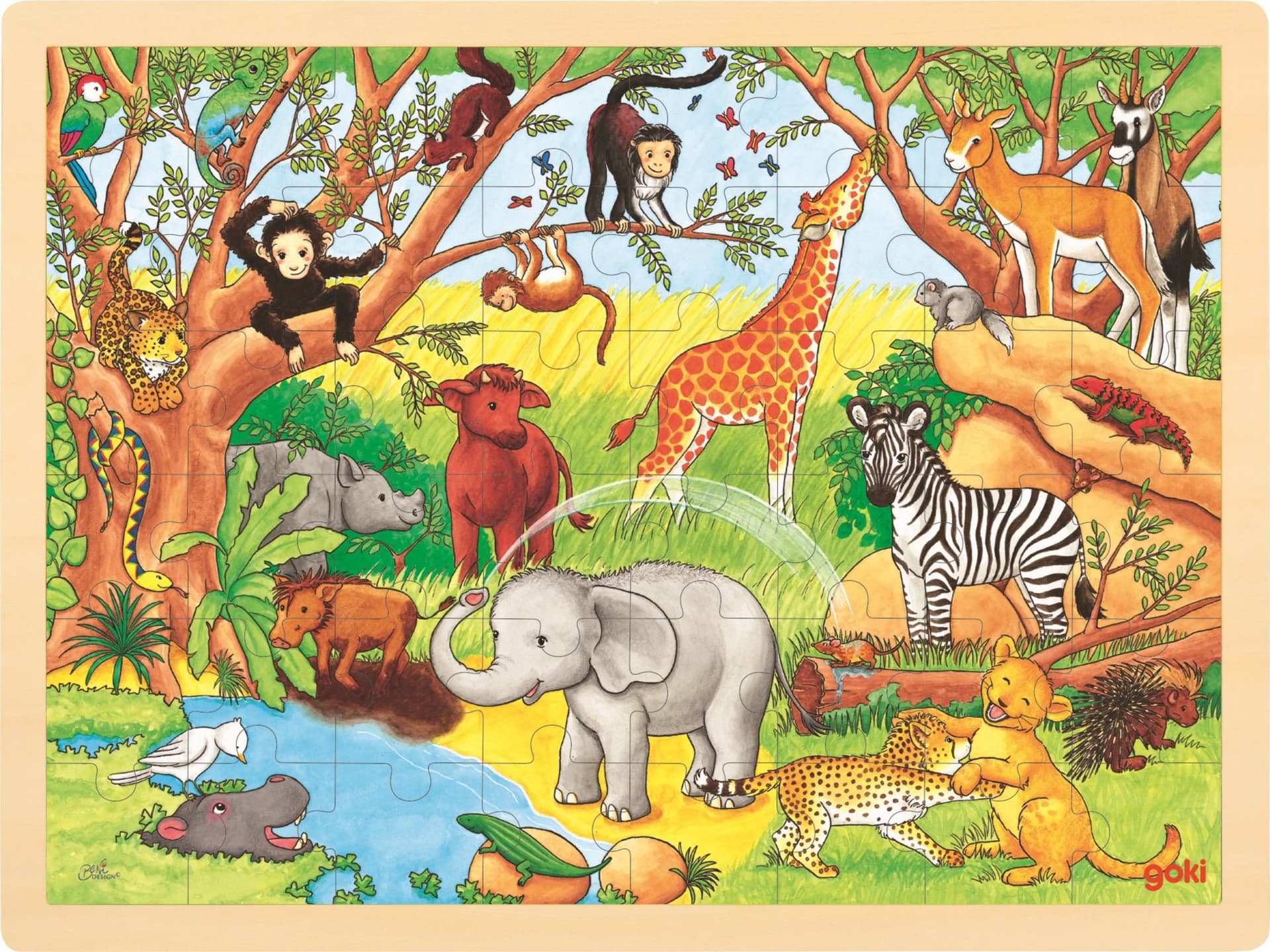 GOKI Dřevěné puzzle Afrika 48 dílků