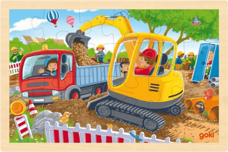 GOKI Dřevěné puzzle Bagr 24 dílků