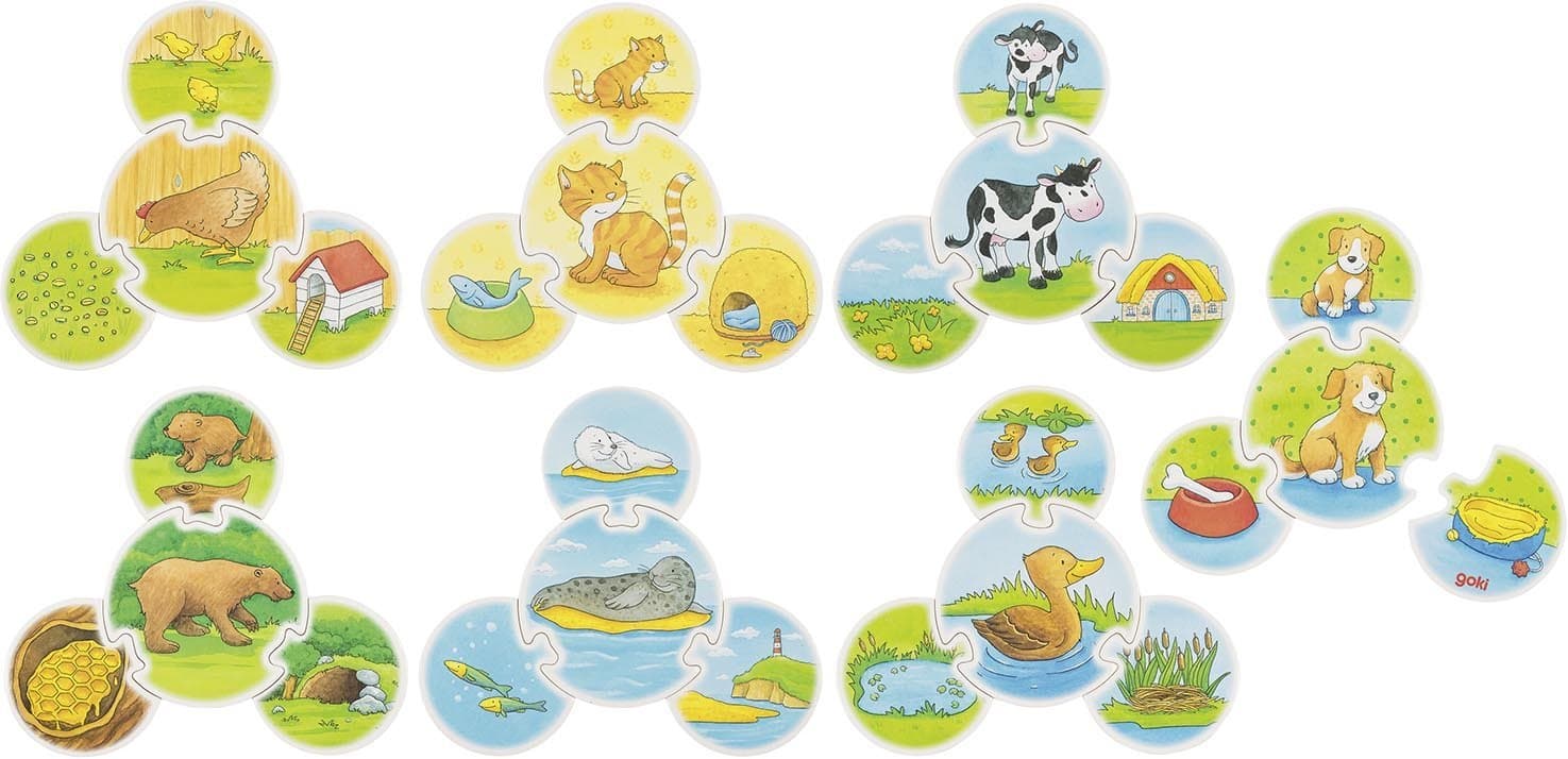 GOKI Dřevěné puzzle Zvířátka 7x4 dílků