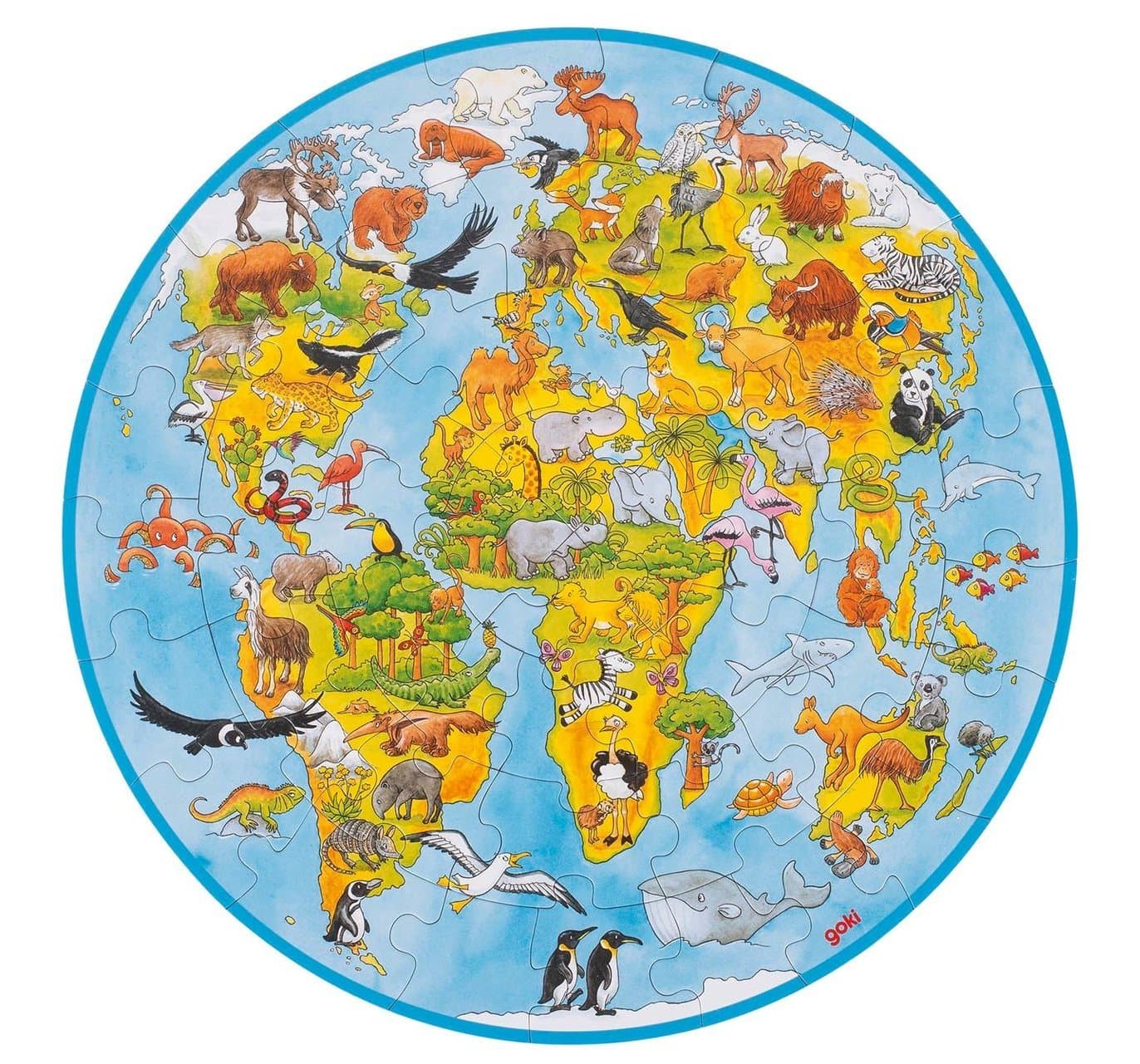 GOKI Kulaté puzzle Svět XXL 49 dílků