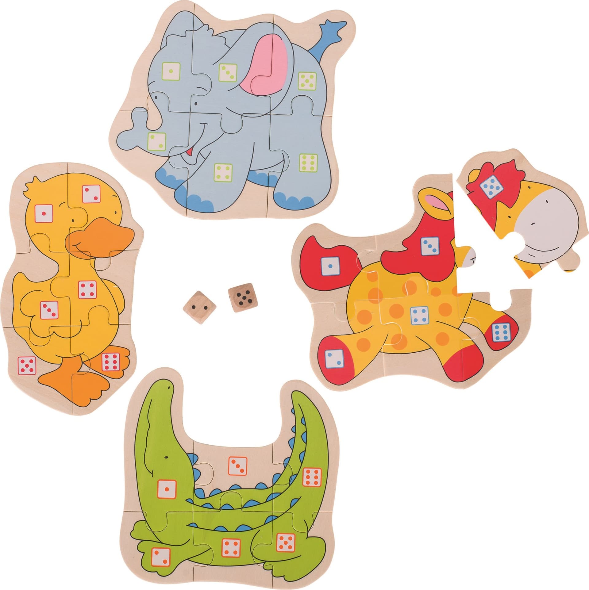 GOKI Puzzle hra s kostkami Zvířátka