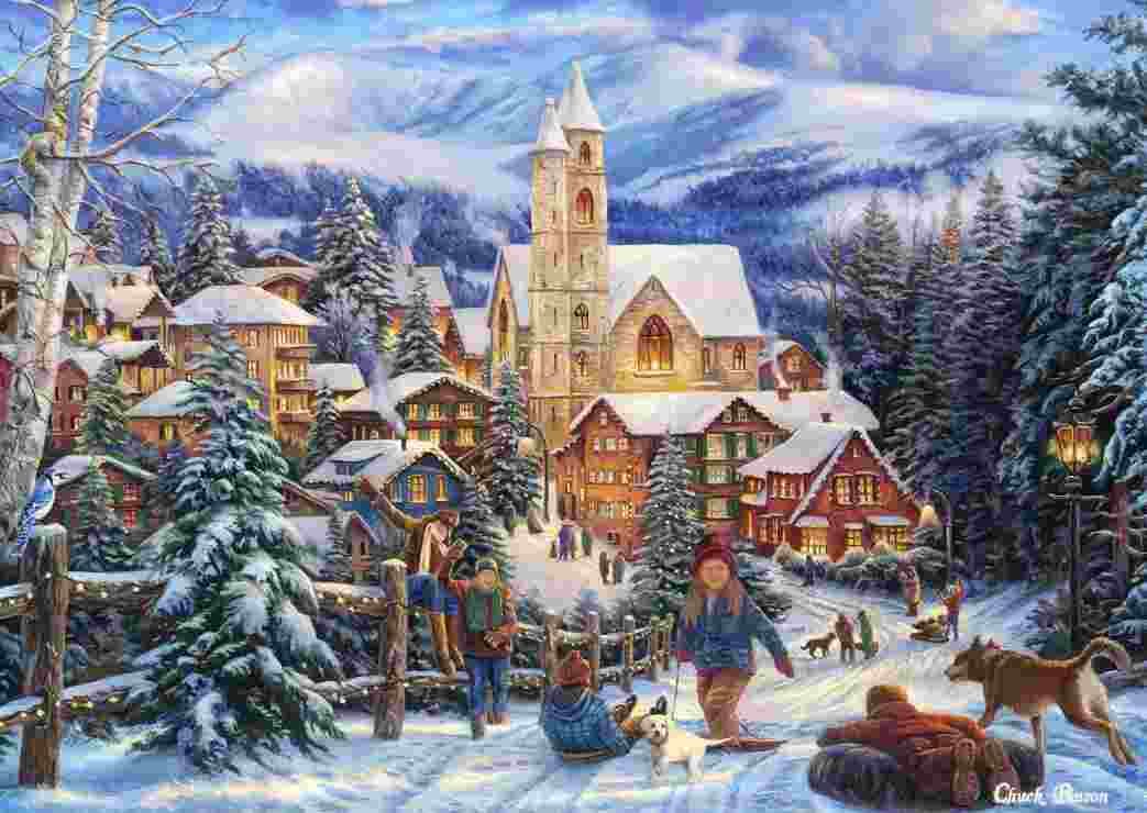 Grafika - Puzzle Sledding to Town - 1000 dielov