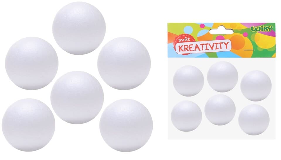 Guľa dekoračná polystyrénová 6cm 6ks