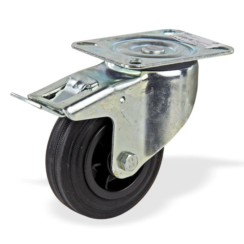 Gumové otočné koliesko s brzdou 100 mm