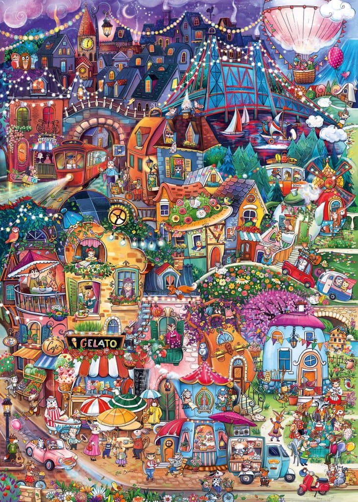 HEYE Puzzle Happy Town: Dobrý večer! 1000 dílků