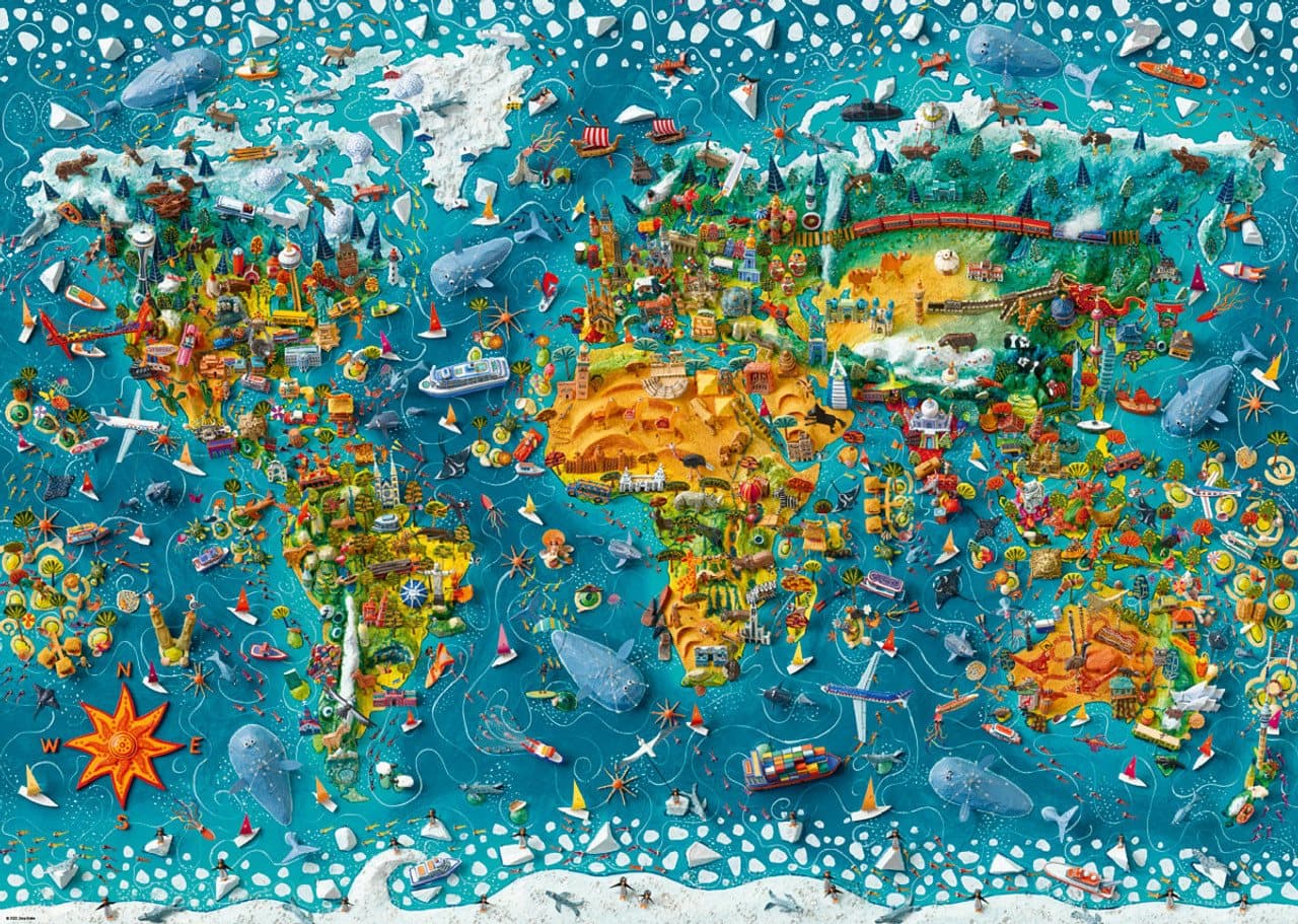 HEYE Puzzle Map Art: Miniaturní svět 2000 dílků
