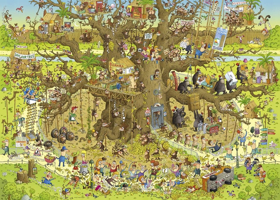 HEYE Puzzle Šílená ZOO: Opičí výběh 1000 dílků