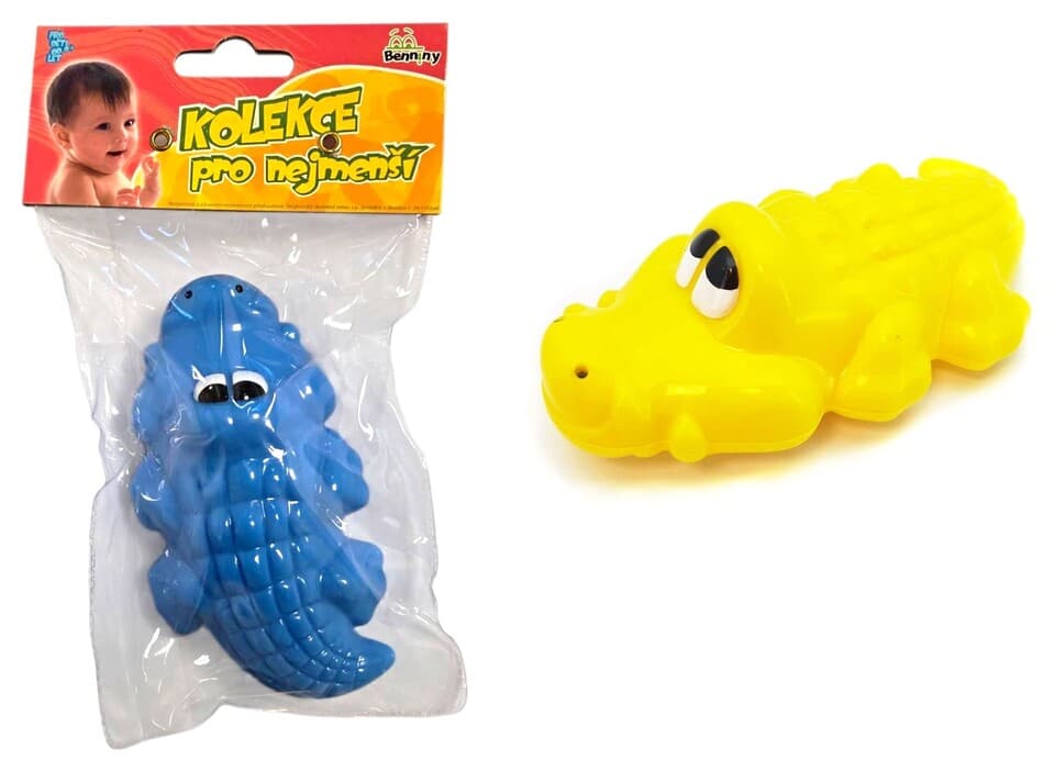 Hrkálka krokodíl 13cm - žltá