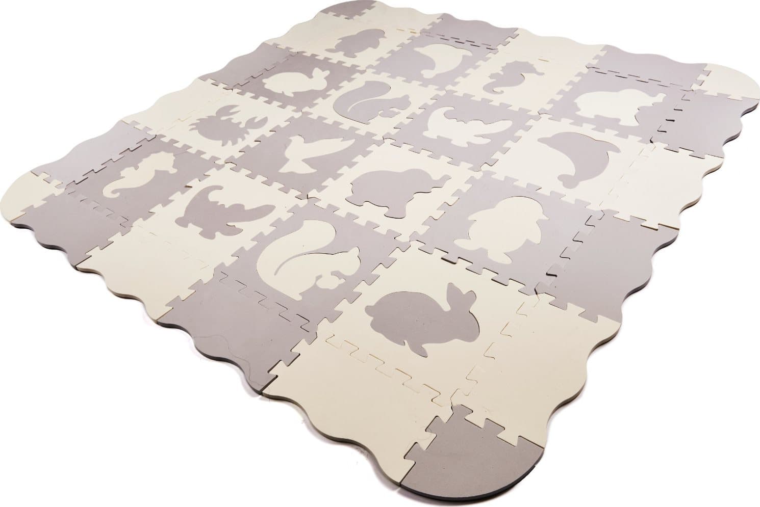 KIK Pěnové puzzle šedo-krémové Zvířátka