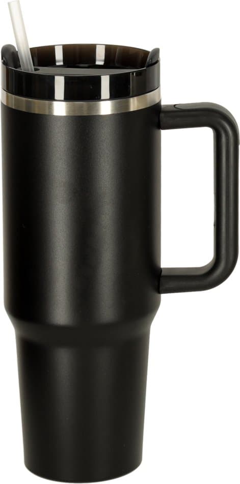 KIK Termohrnek s brčkem 1200 ml - černý