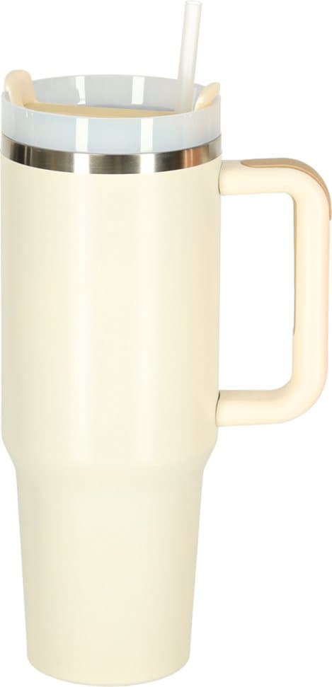 KIK Termohrnek s brčkem 1200 ml - krémový