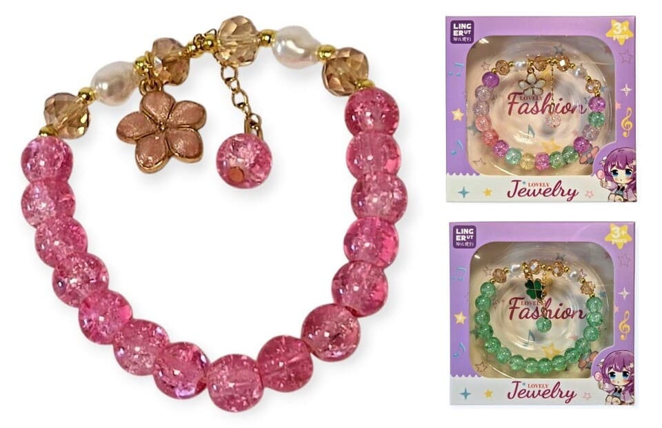 Korálkový náramok s kvetinkou - farebná