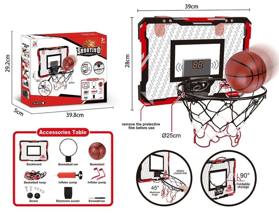 Kôš basketbalový s počítadlom a loptou 39x28cm
