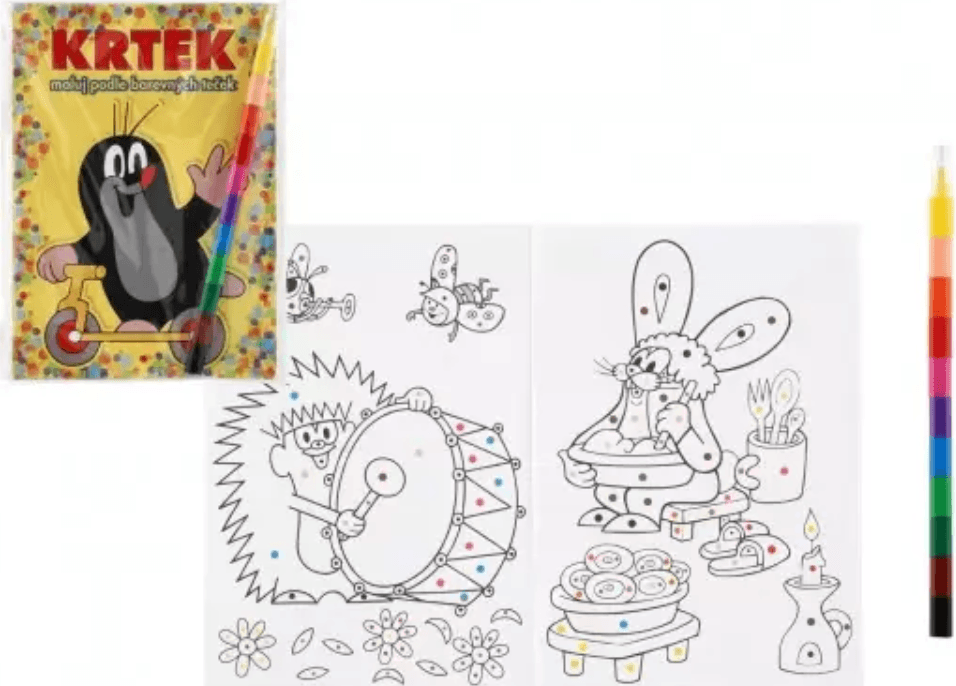 Krtek Malování voskovkami podle teček