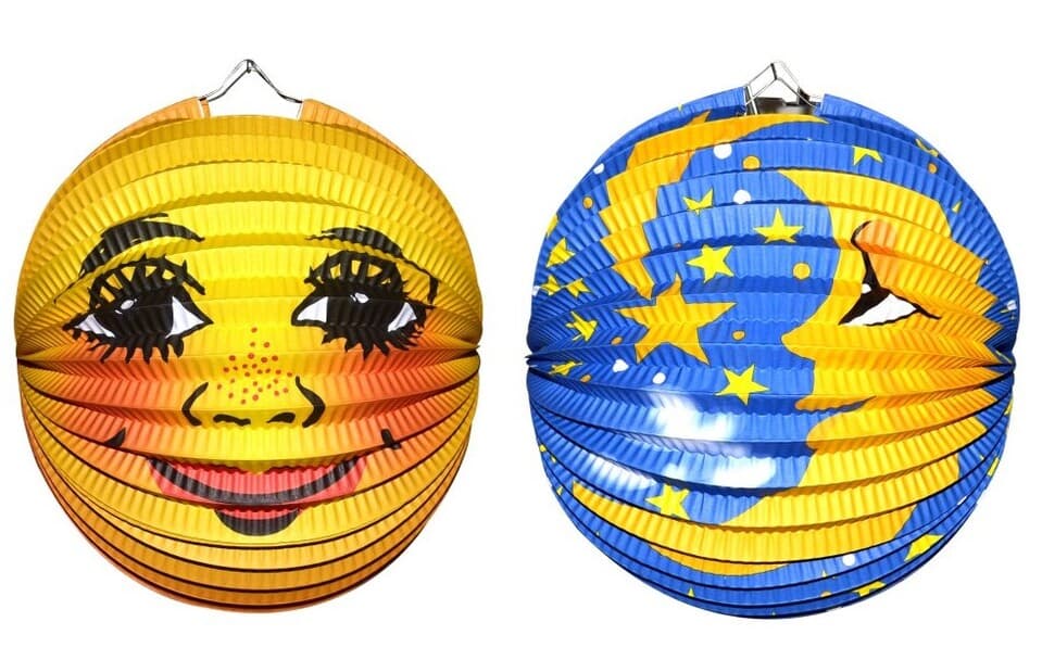 Lampion guľa 25cm slnko/mesiac - náhodný