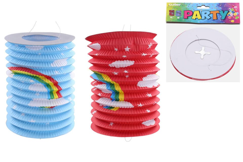 Lampión valec 15cm dúha - červená