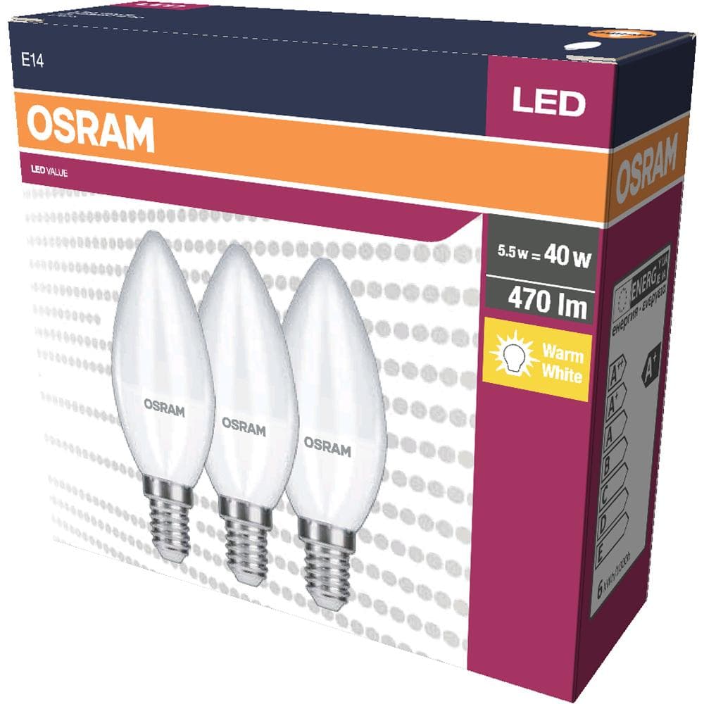 LED Cla. B 40 4.9W/2700K E14 3pack OSRAM