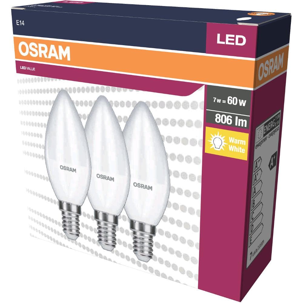 LED Cla.B 60 FR 7W/2700K E14 3pack OSRAM