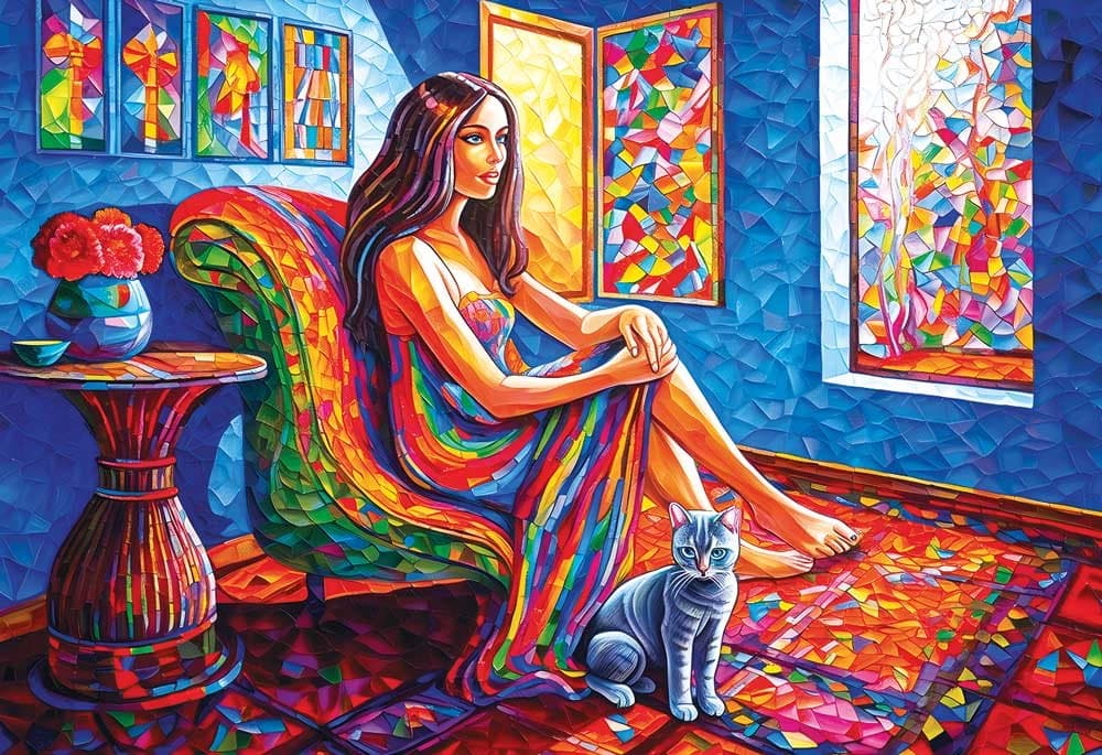 MAGNOLIA Puzzle Žena s kočkou 1000 dílků