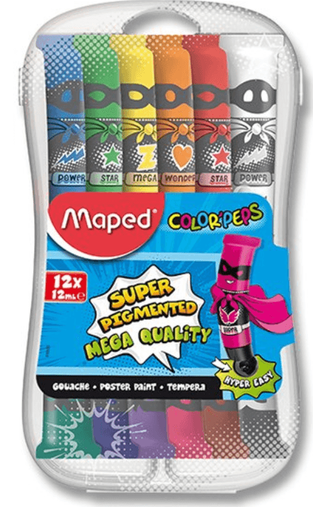MAPED Temperové barvy 12x12ml v plastovém boxu