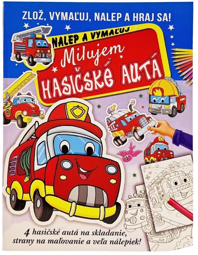Milujem hasičské autá-nalep a vymaľuj