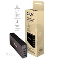 Nabíjačka Club3D USB typu A a C, 5 portov, 111 W