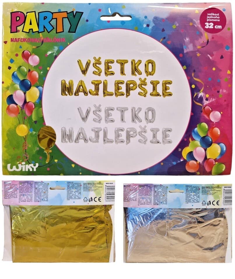 Nafukovací balón ,,Všetko najlepšie" 32cm - náhodná