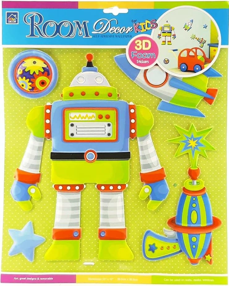 Nálepka na stenu - robot 5ks
