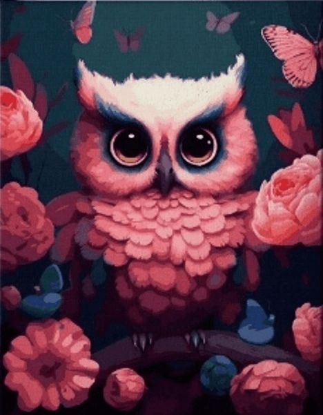 NORIMPEX Diamantové malování Růžová sova 30x40cm