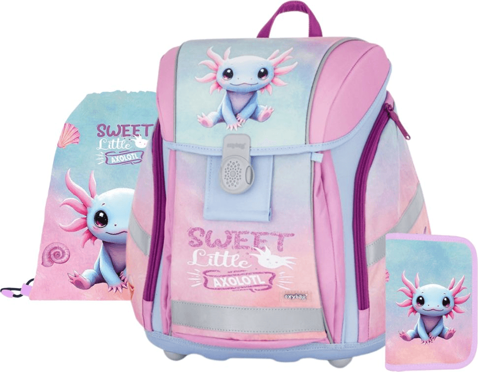 OXYBAG Školní set 3ks Premium Light Axolotl
