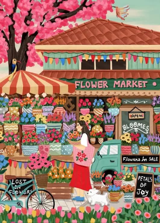 Pieces & Peace - Puzzle Flower Market - 1500 dielov