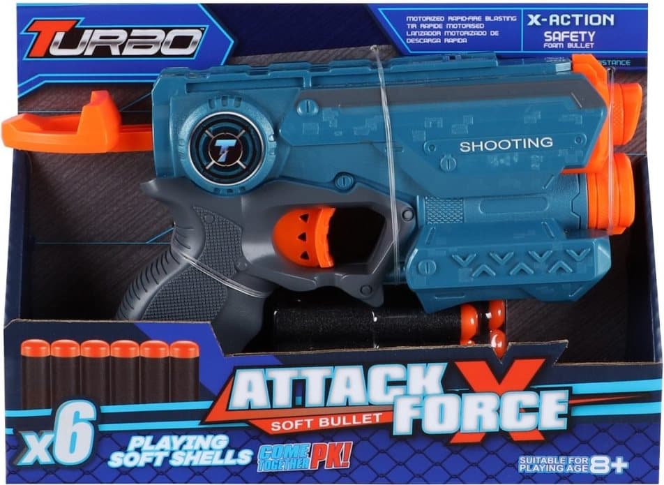 Pistole Blaster Turbo + 6ks pěnových nábojů